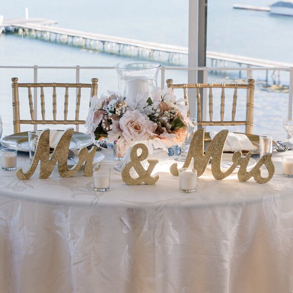 Mr & Mrs Wedding Bundle: Table Sign Cake Topper Poster Sign & Shot Glasses
